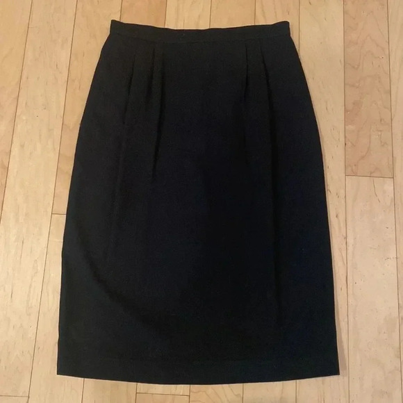 Vintage Black Wool High Waisted Pleated Pencil Skirt Size 10 - Picture 1 of 7